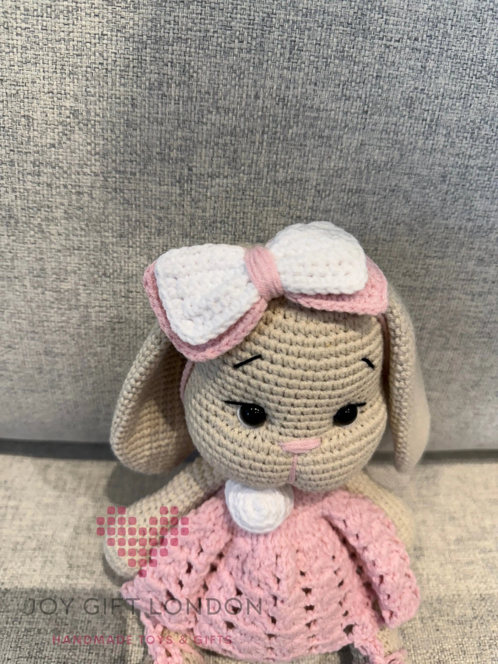 Handmade Crochet Bunny in Pink Dress