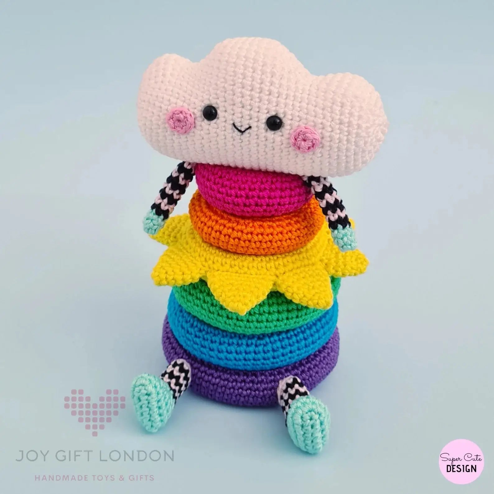 Crochet Cute Rainbow Stacking Toy  Joy Gift London