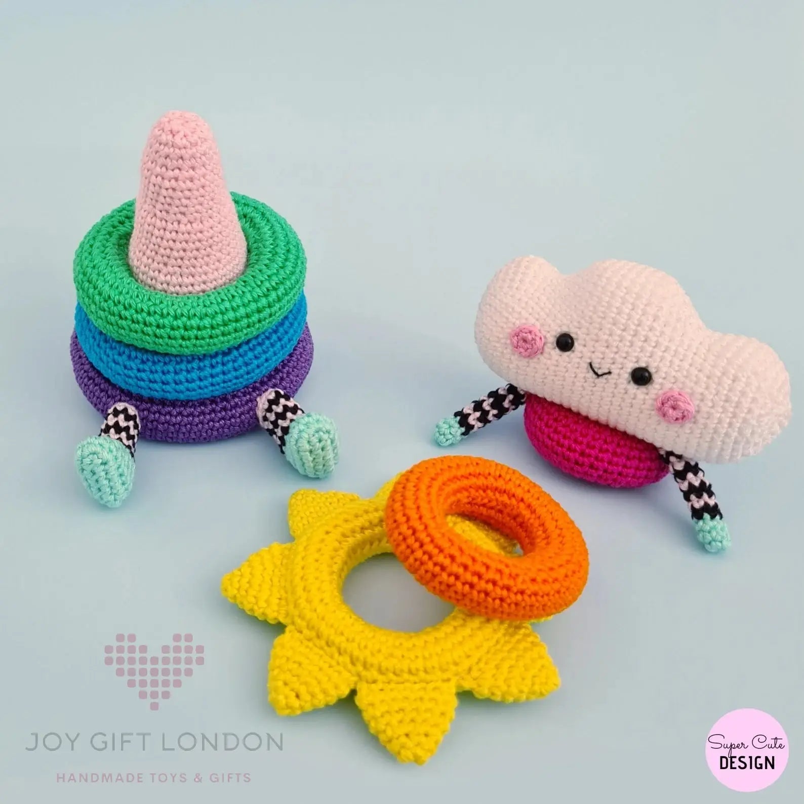 Crochet Cute Rainbow Stacking Toy  Joy Gift London