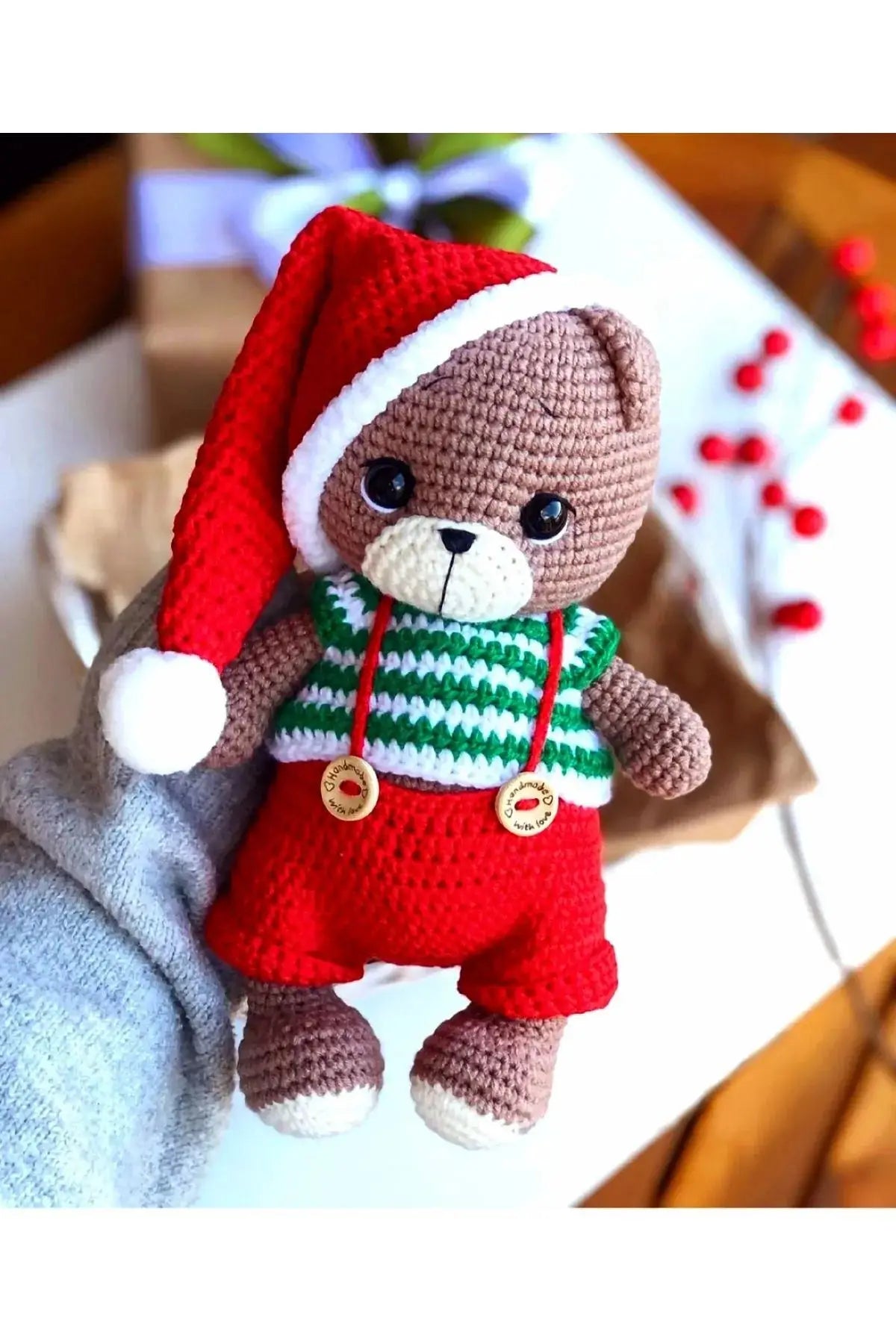 Crochet Cute Teddy Bear in Christmas Santa Costume MiaMano