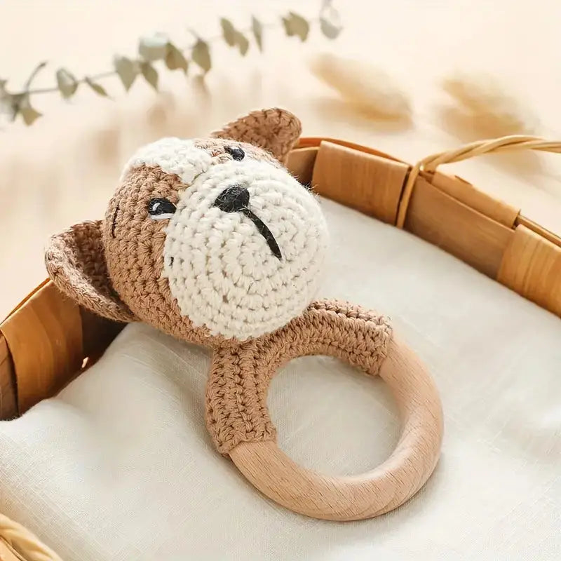 Crochet Dog Rattle Toy Joy Gift London