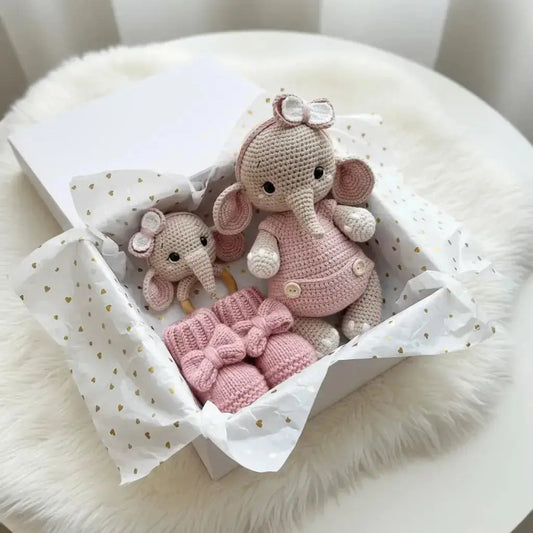 Crochet Elephant with Light Pink Jumper Toy  Joy Gift London