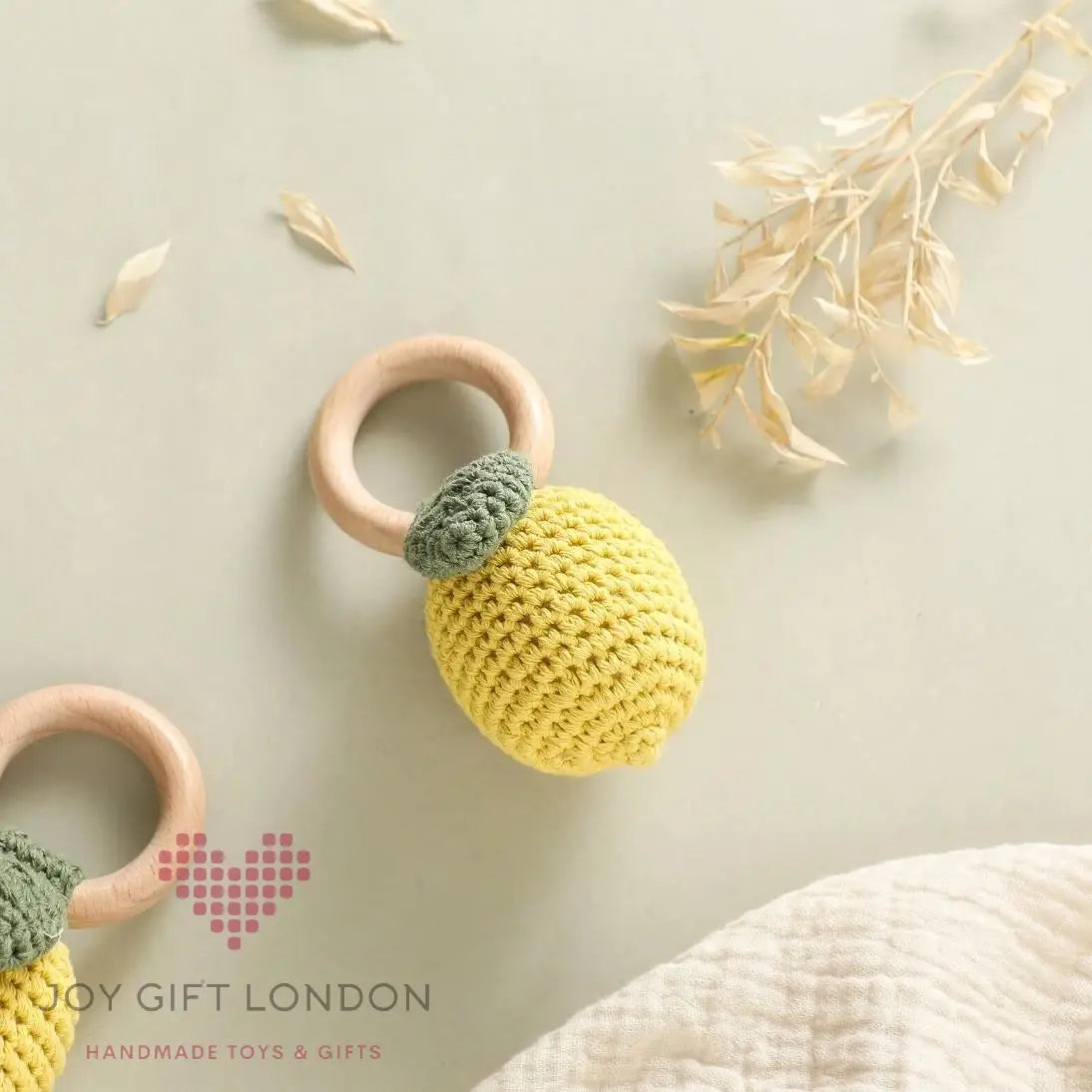 Crochet Lemon Rattle Toy Joy Gift London