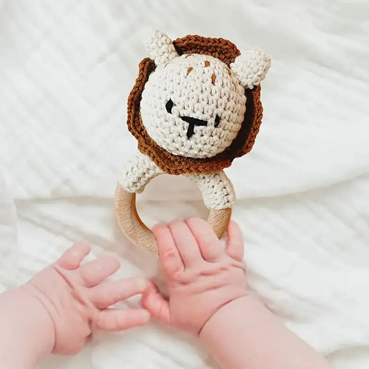 Crochet Lion Rattle Toy Joy Gift London