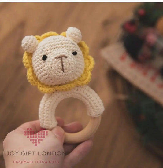 Crochet Lion Rattle Toy Joy Gift London