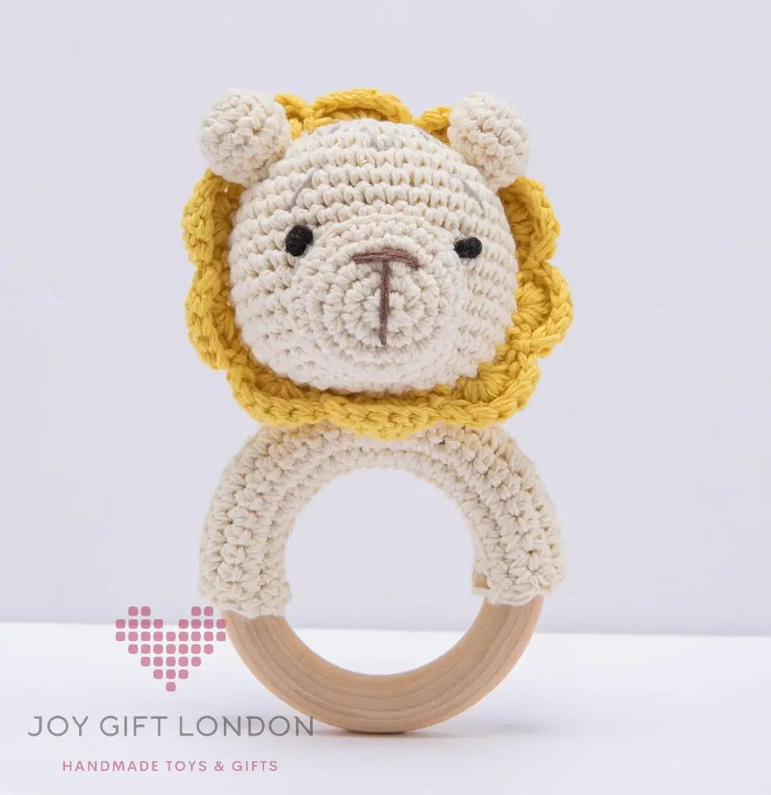 Crochet Lion Rattle Toy Joy Gift London