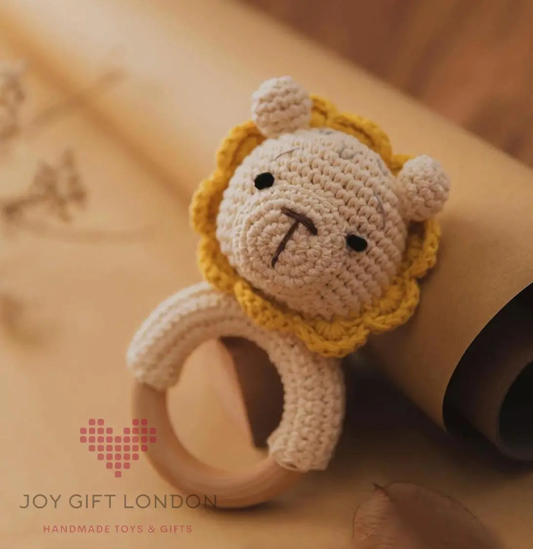 Crochet Lion Rattle Toy Joy Gift London