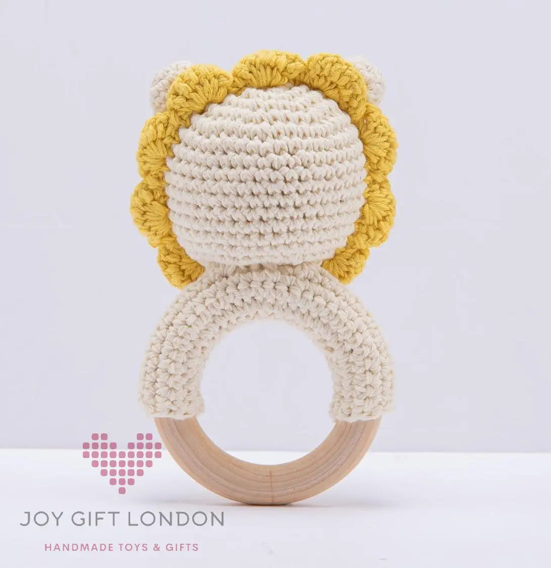 Crochet Lion Rattle Toy Joy Gift London