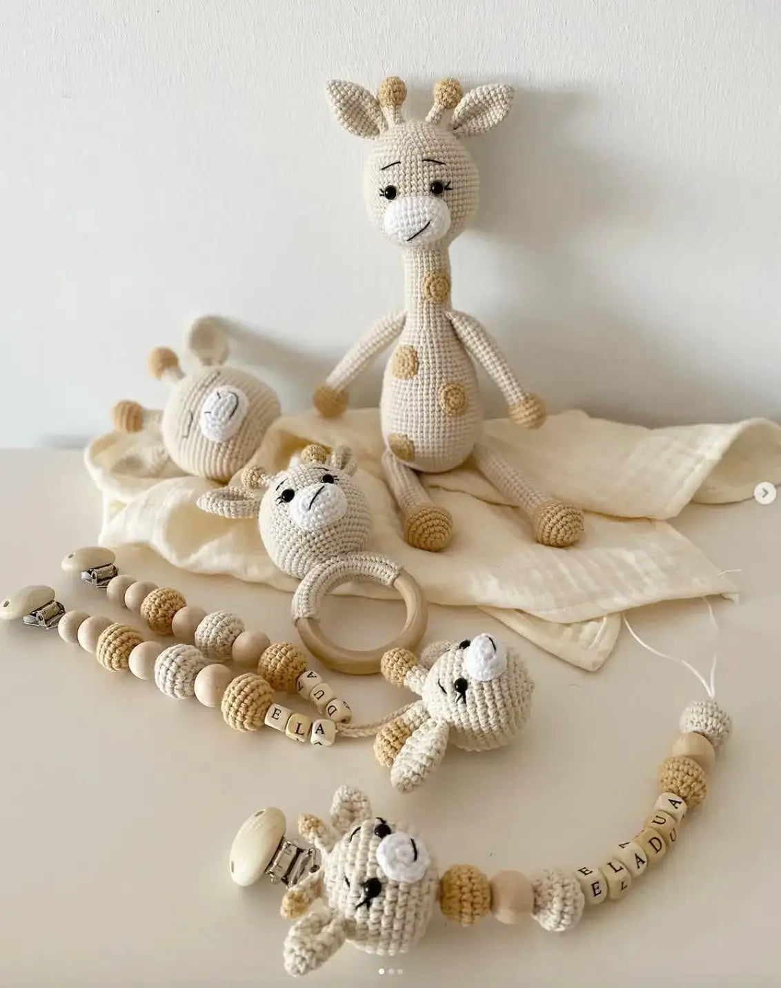 Handmade Crochet Giraffe Toy Set Joy Gift London