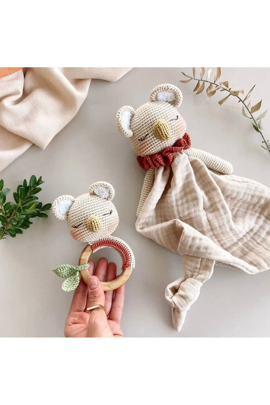 Crochet Newborn Sleeping Mate Koala Toy Gift set 2pc BabyStore