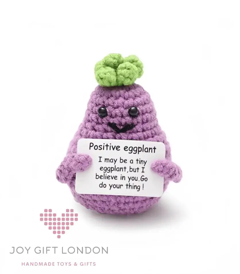 Crochet Positive Eggplant Joy Gift London