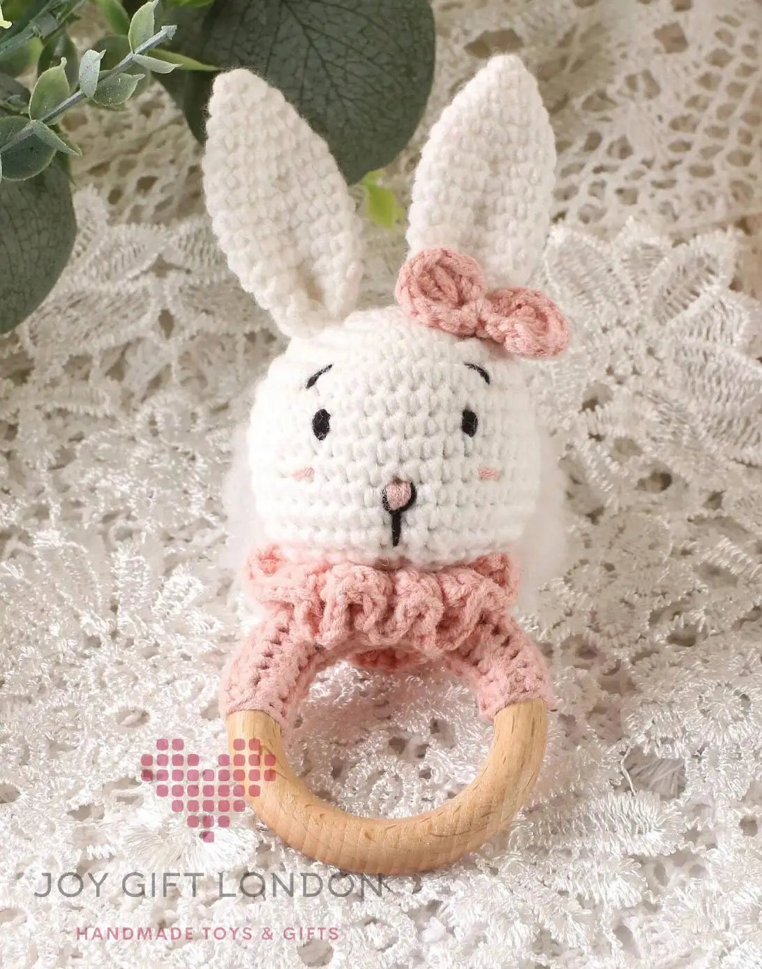 Crochet Rabbit Rattle Toy Joy Gift London