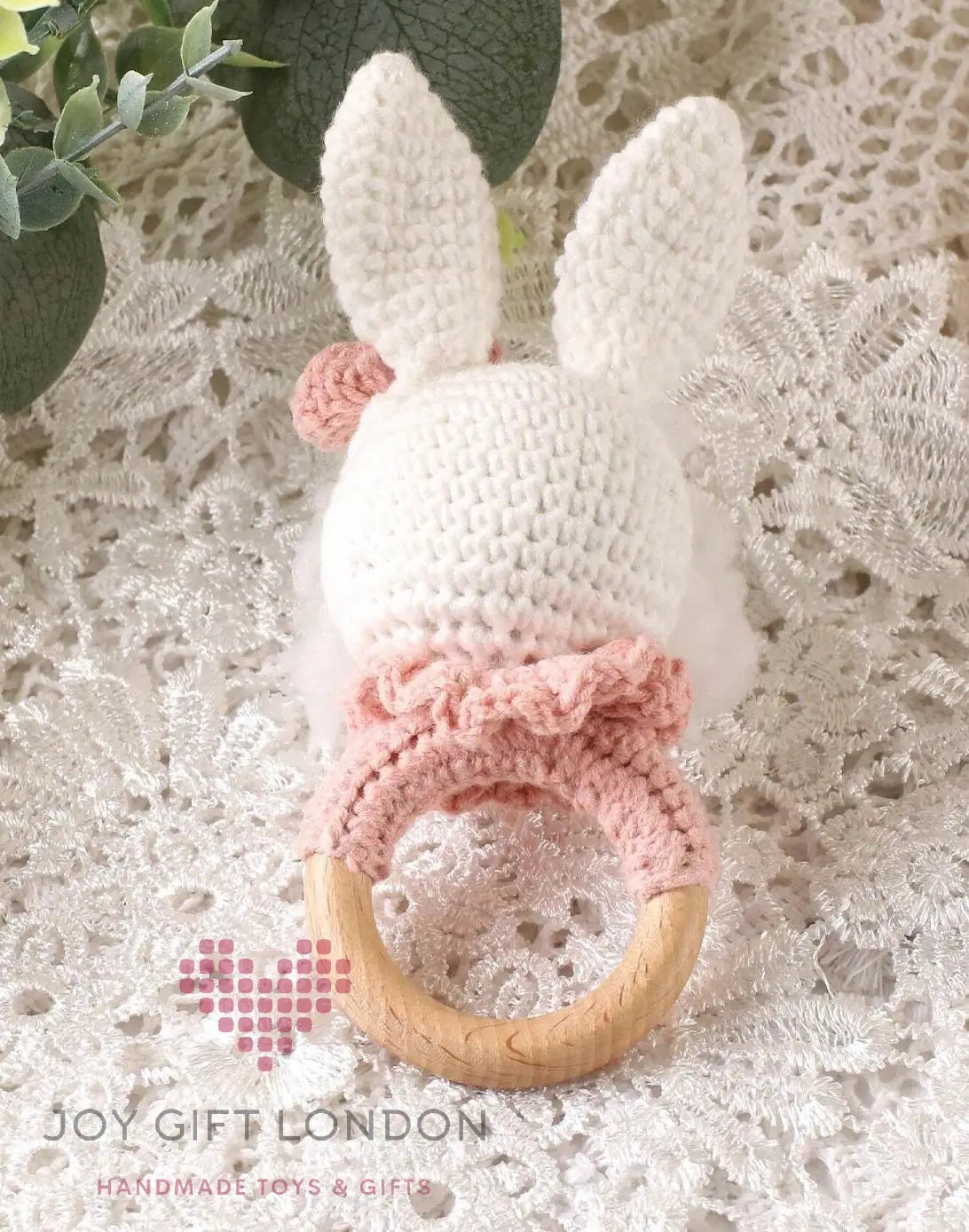 Crochet Rabbit Rattle Toy Joy Gift London