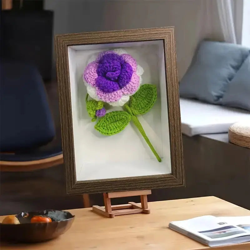 Crochet Rose With Photo Frame Joy Gift London