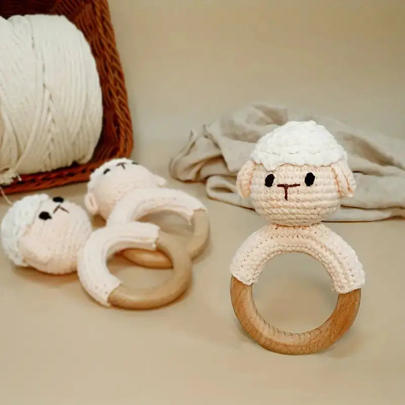 Crochet Sheep Rattle Toy Joy Gift London