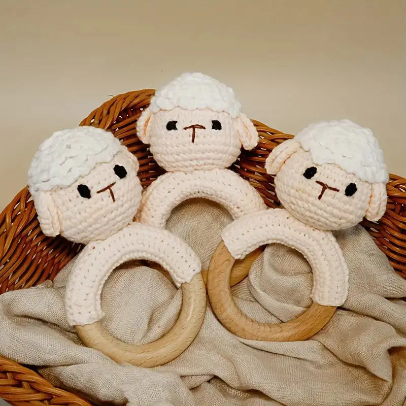 Crochet Sheep Rattle Toy Joy Gift London