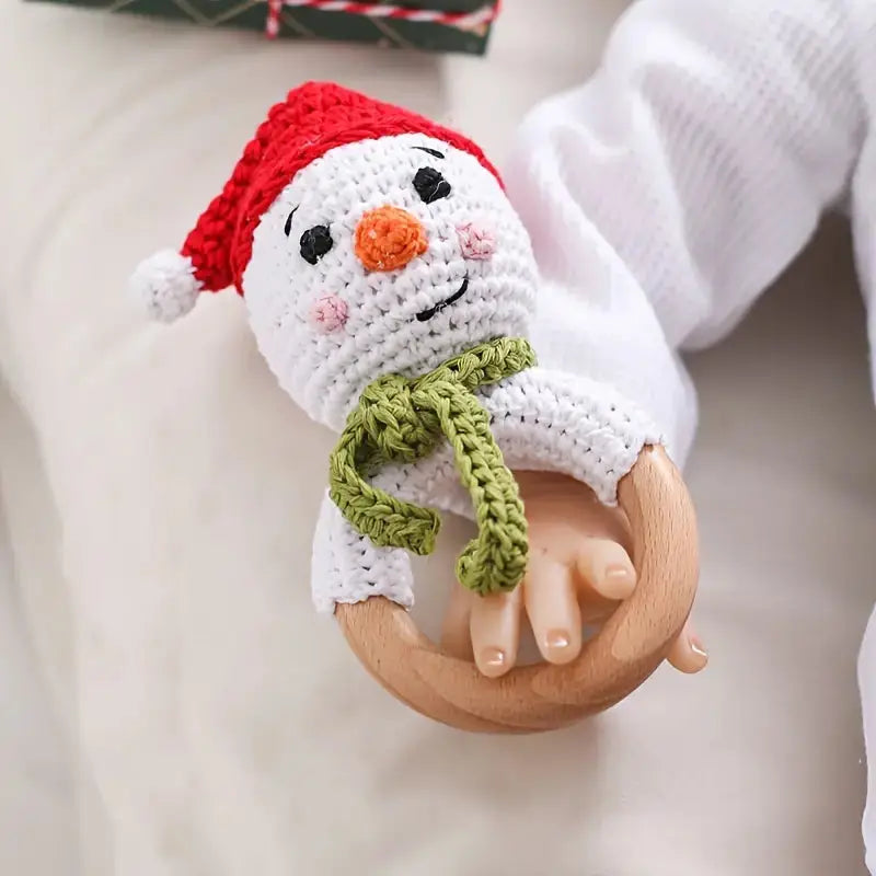 Crochet Snowman Rattle Toy Joy Gift London