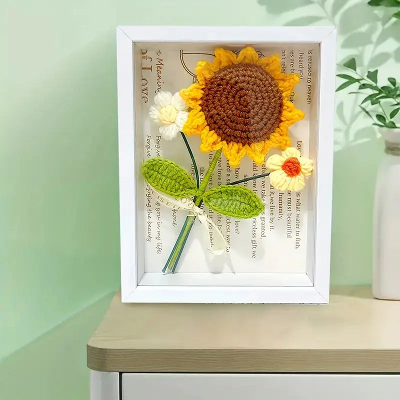 Crochet Sunflower Bouquet With Photo Frame Joy Gift London