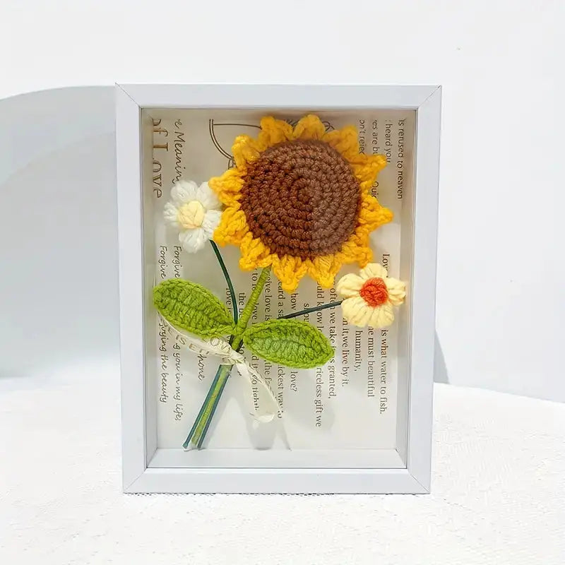 Crochet Sunflower Bouquet With Photo Frame Joy Gift London