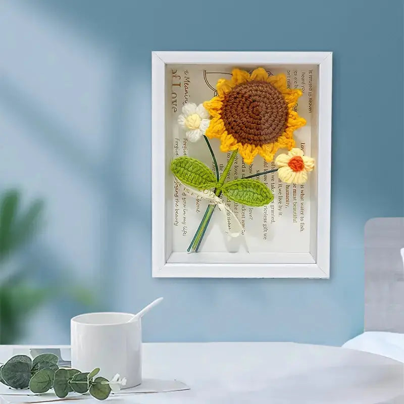 Crochet Sunflower Bouquet With Photo Frame Joy Gift London