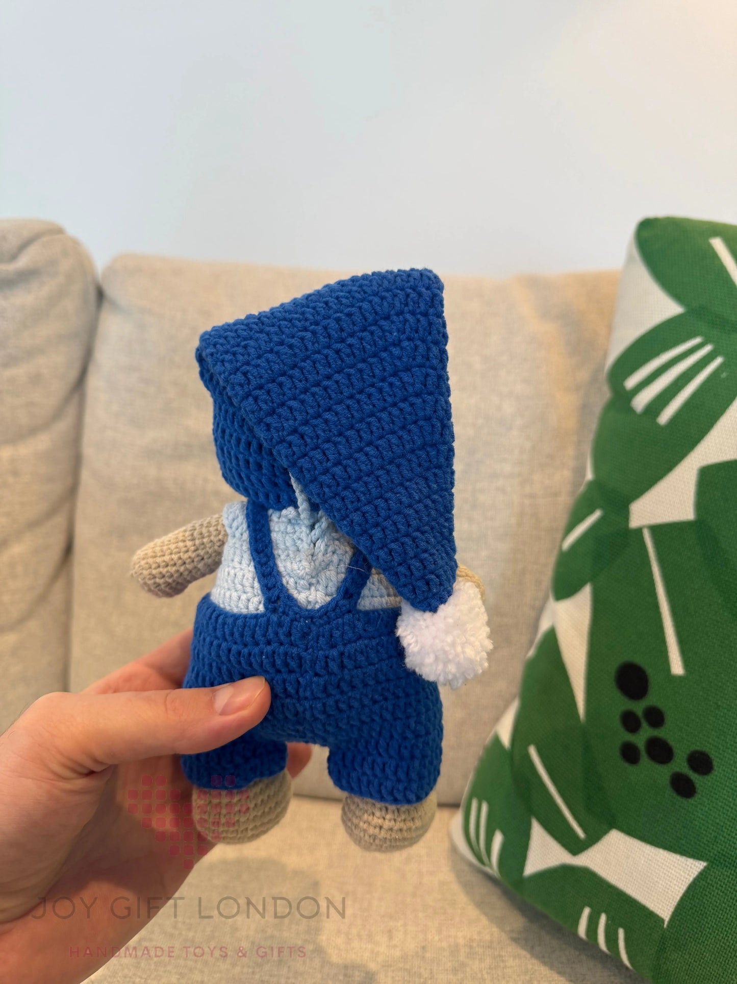 Crochet Teddy Bear in Blue jumpsuit and Hat With Pom-pom  Joy Gift London