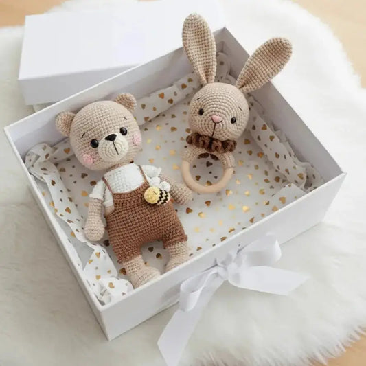 Crochet Teddy Bear in Cute Jumpsuit with Bee  Joy Gift London