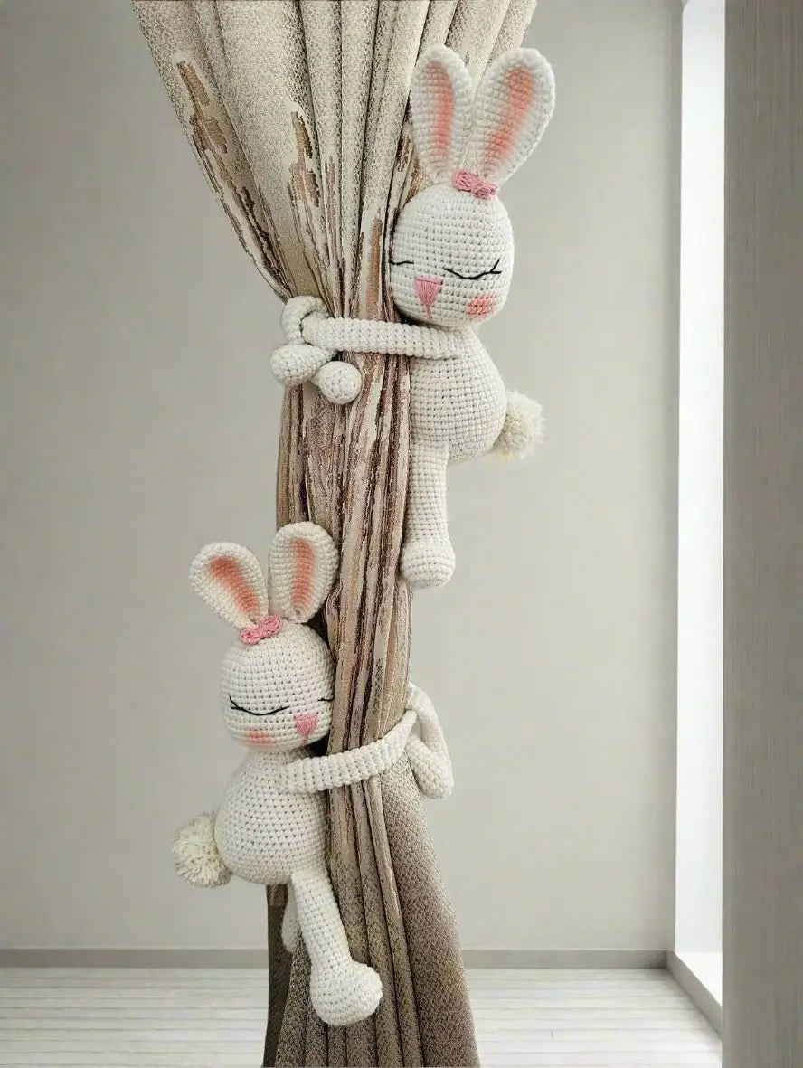 Crochet Cute Bunny Kids Room Curtain Tie  Joy Gift London