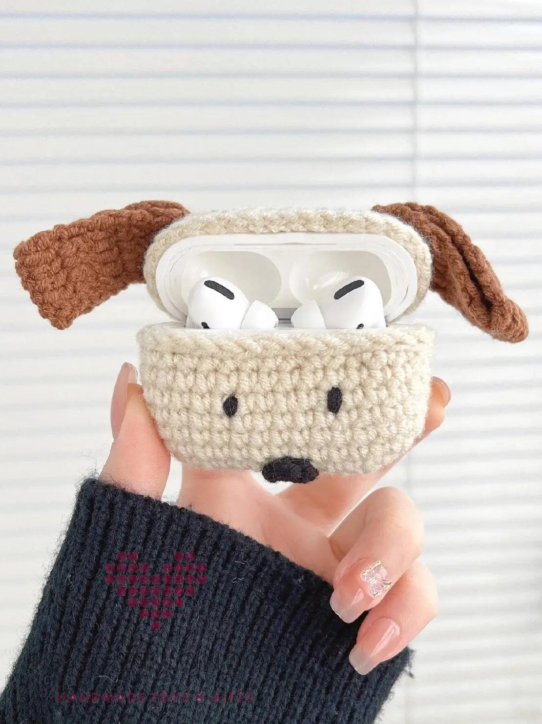 Cute Crochet Dog Earphone Protective Case For Apple Airpods Joy Gift London