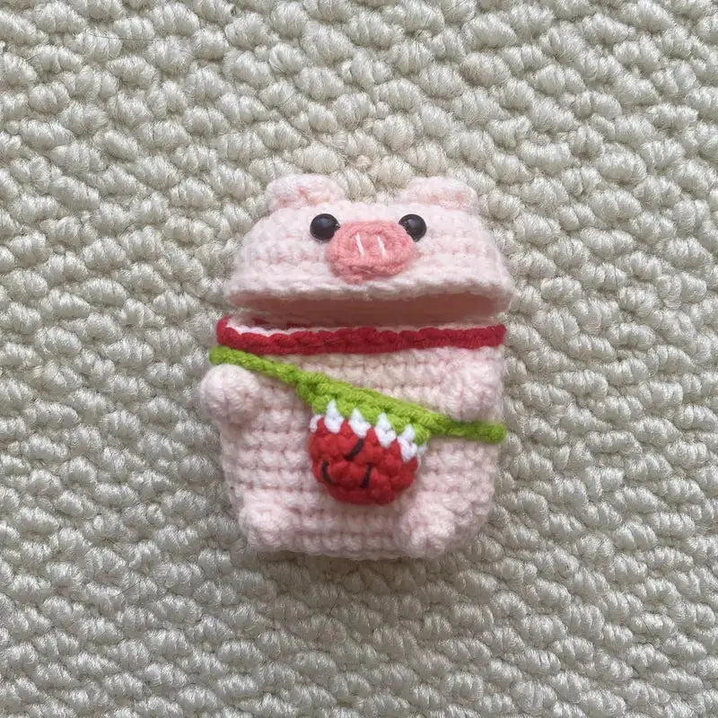 Cute Crochet Pig Earphone Protective Case For Apple Airpods Joy Gift London