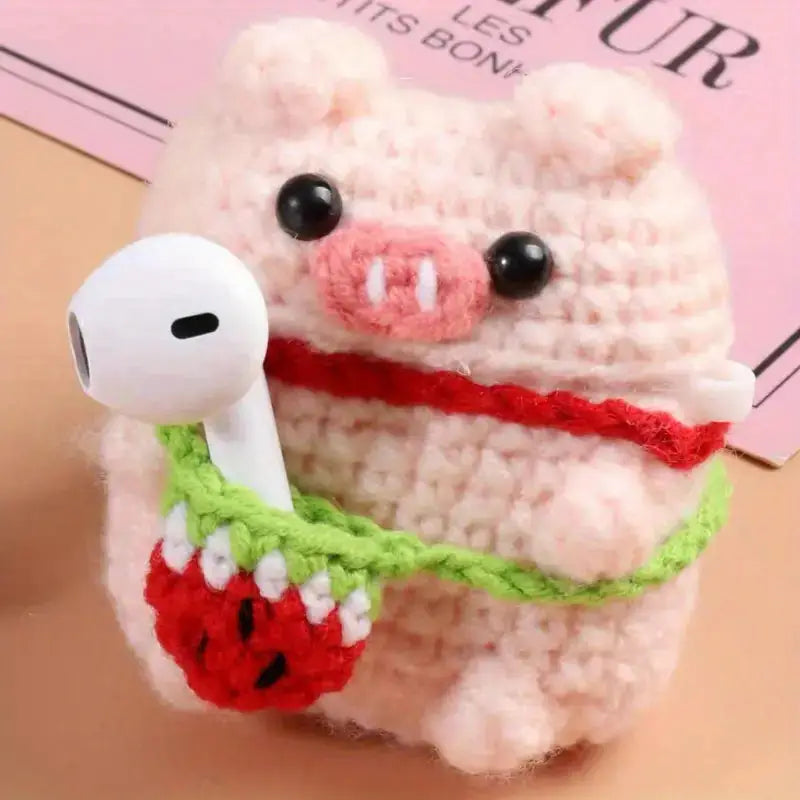 Cute Crochet Pig Earphone Protective Case For Apple Airpods Joy Gift London