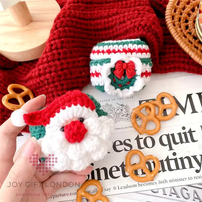 Cute Crochet Santa Earphone Protective Case For Apple Airpods Joy Gift London