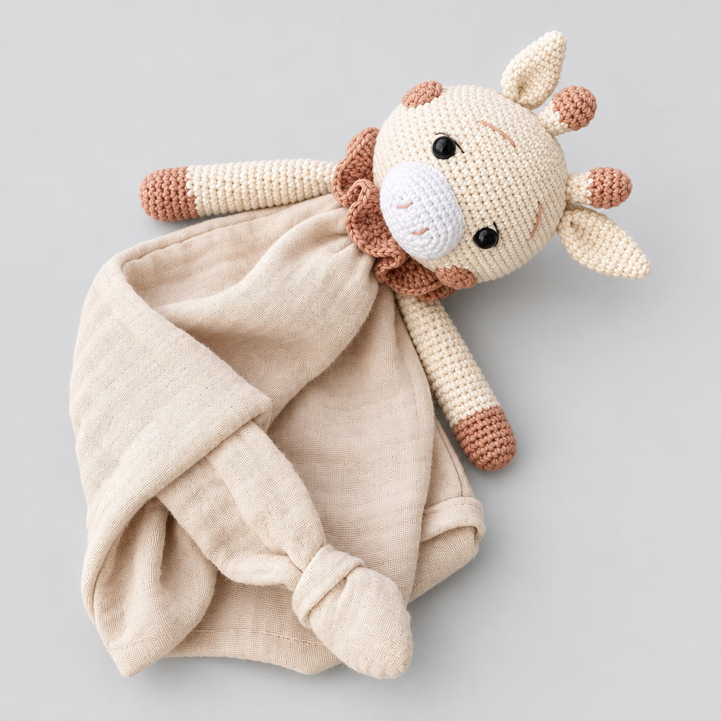 Handmade Crochet Newborn Sleeping Giraffe Gift Set (6pc)  Baby Shower Gift