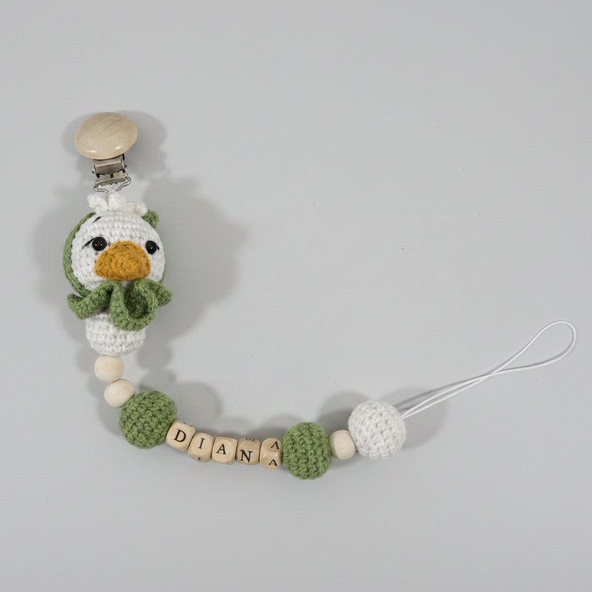 Crochet Personalised Dummy Clip – Cute Animals