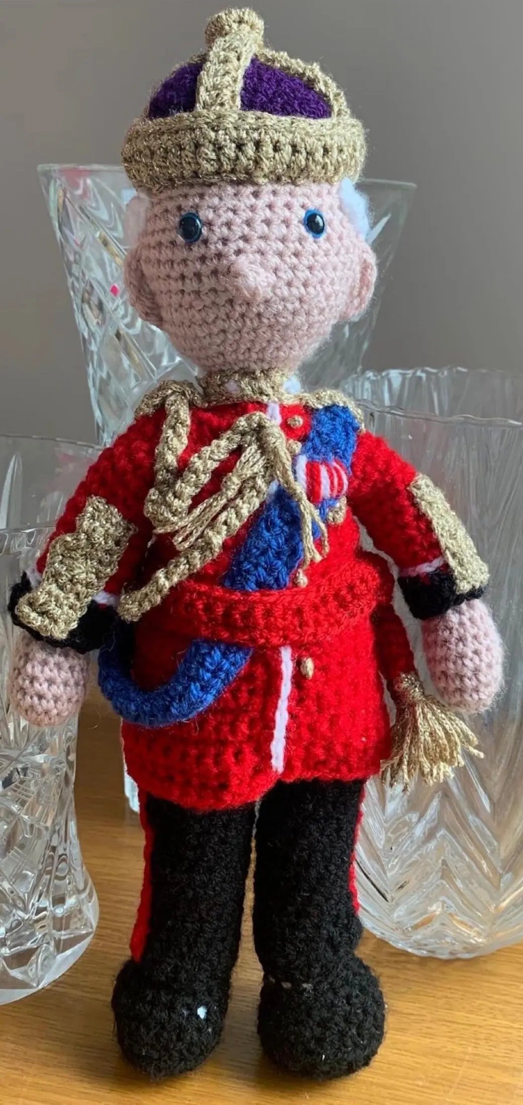 Handmade Crochet King Charles Queen Consort Camilla Tribute Dolls - Joy Gift London