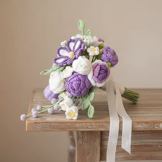 Forever Blooms – Handcrafted White Crochet Wedding Bouquet (Copy)  Joy Gift London