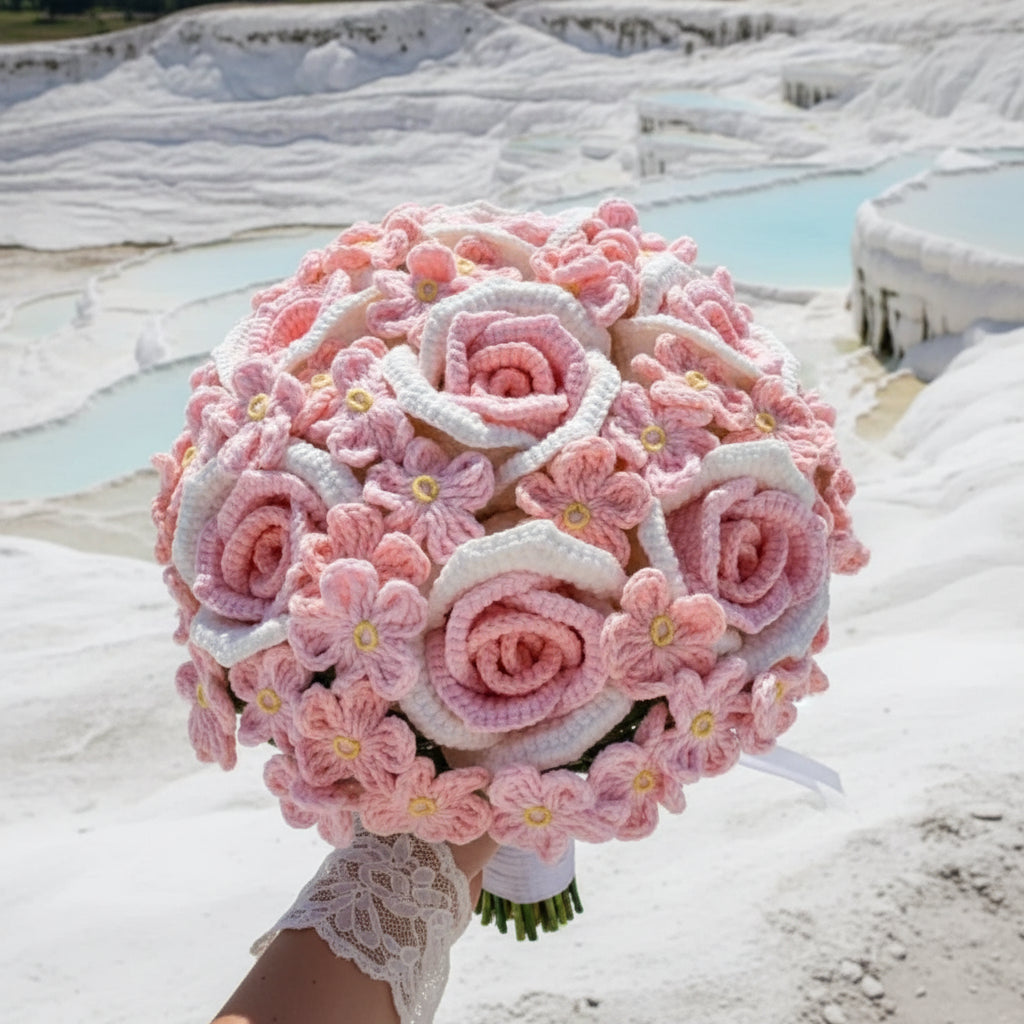 Forever Blooms – Handcrafted White Crochet Wedding Bouquet (Copy)  Joy Gift London