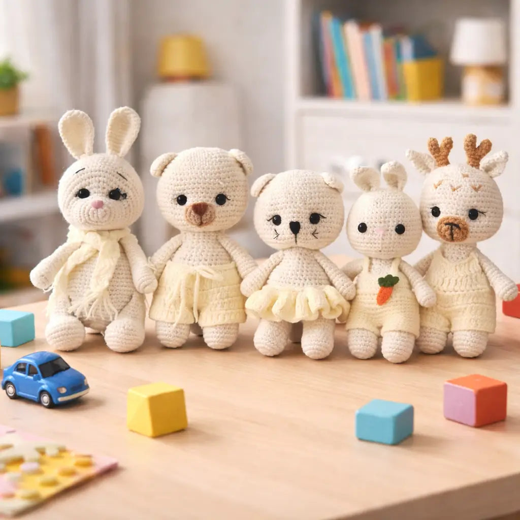 Handmade Crochet Animal Toy Collection – Set of 5 Cute Friends  Joy Gift London