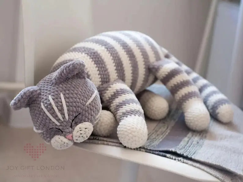 Handmade Crochet Cat Plush – Life-Sized 65cm Companion Toy Joy Gift London