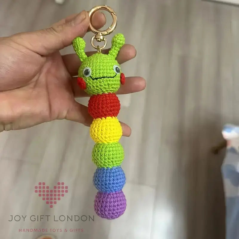 Handmade Crochet Caterpillar Bag Pendant Joy Gift London