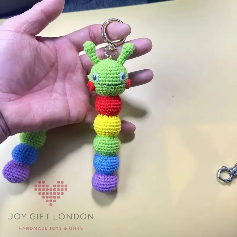 Handmade Crochet Caterpillar Bag Pendant Joy Gift London