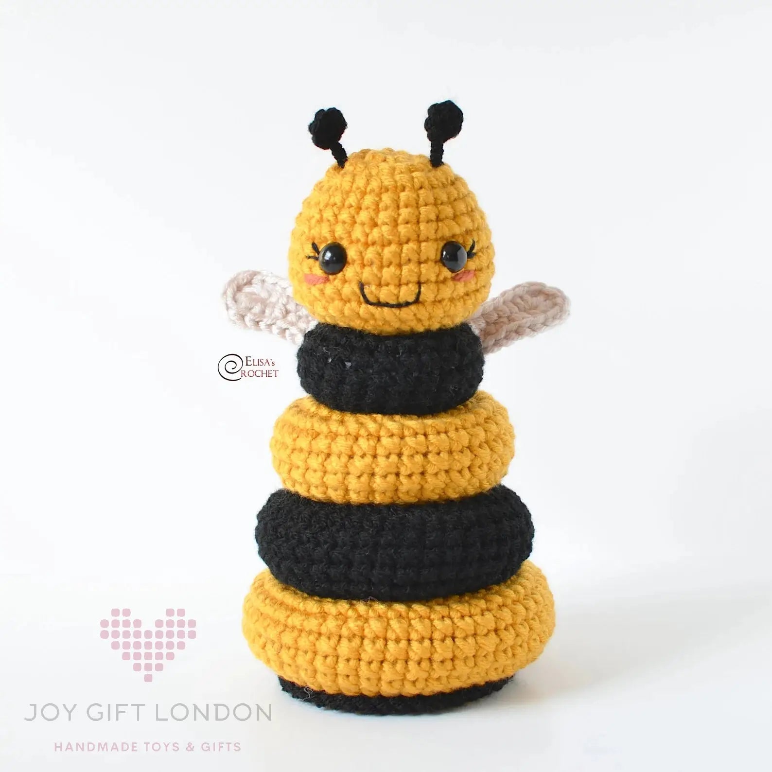 Handmade Crochet Cute Bee Stacking Toy  Joy Gift London