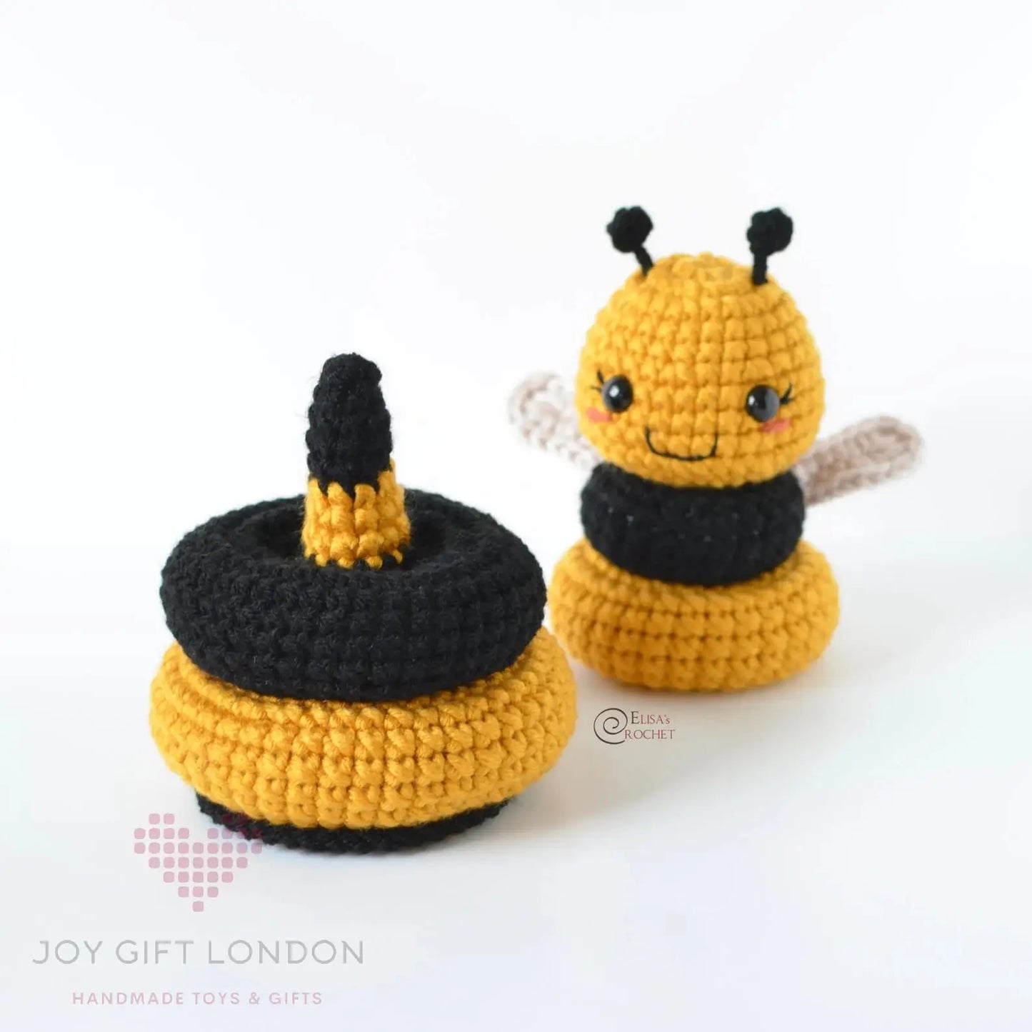 Handmade Crochet Cute Bee Stacking Toy  Joy Gift London