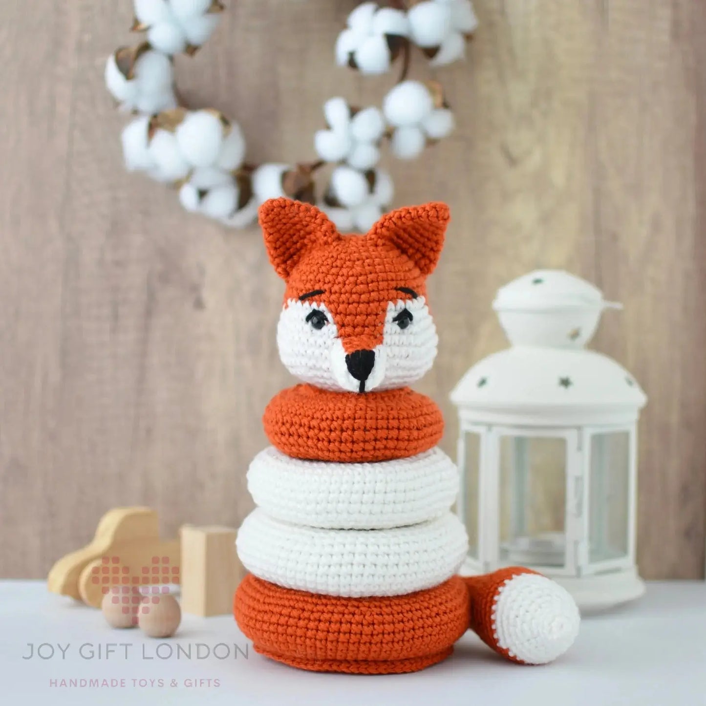 Handmade Crochet Cute Fox Stacking Toy  Joy Gift London