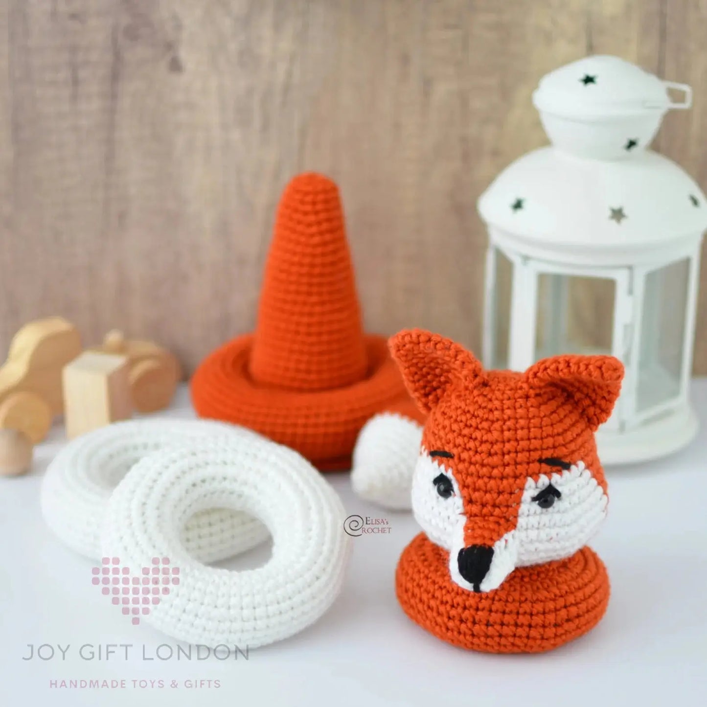 Handmade Crochet Cute Fox Stacking Toy  Joy Gift London