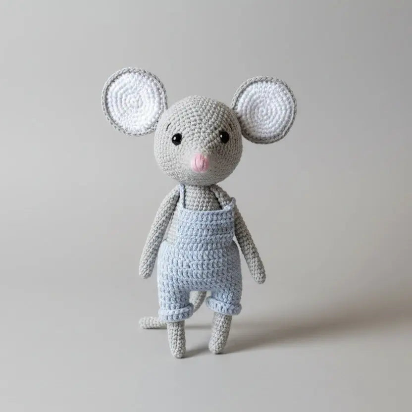 Handmade Crochet Cute Mouse with Cheese Toy  Joy Gift London