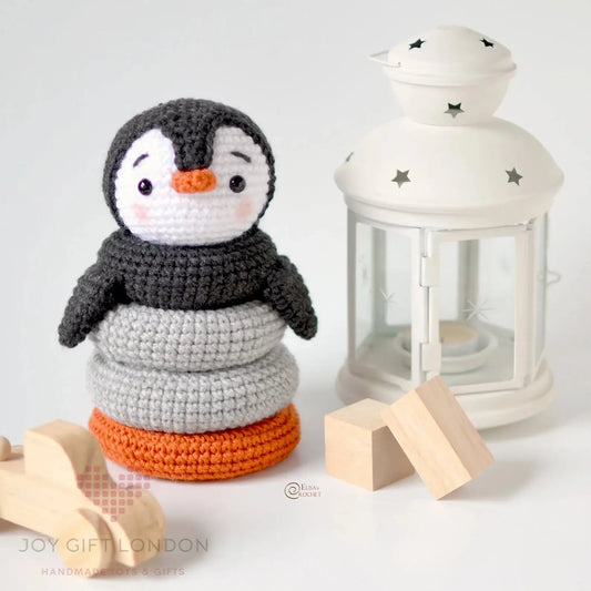 Handmade Crochet Cute Penguin Stacking Toy  Joy Gift London