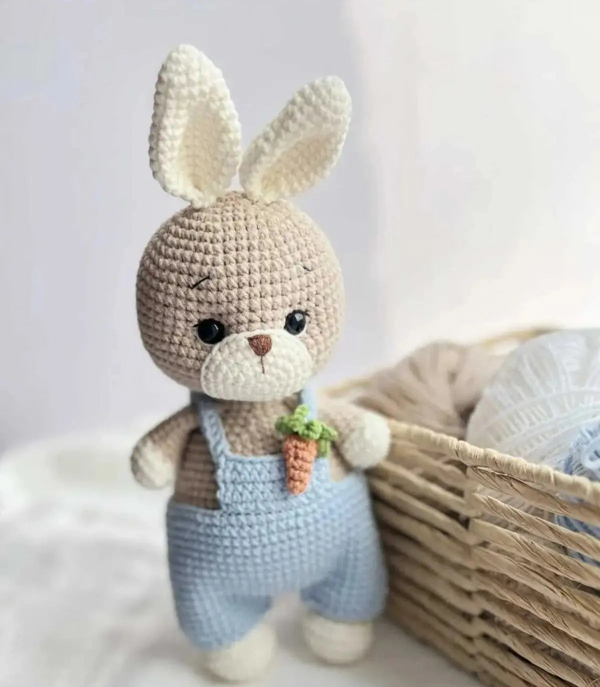 Handmade Crochet Cute Rabbit Toy in Blue Jumpsuit TrendyToy