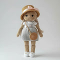 Handmade Crochet Doll in Grey Dress with Hat and Mini Bag  Joy Gift London