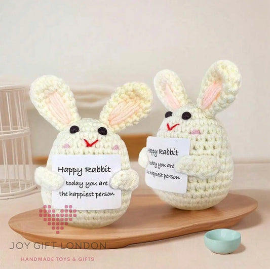 Handmade Crochet Emotional Positive Happy Rabbit Joy Gift London