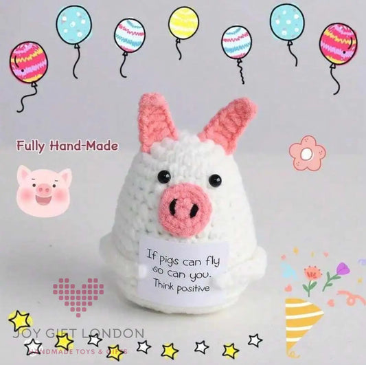 Handmade Crochet Emotional Positive Pig Joy Gift London